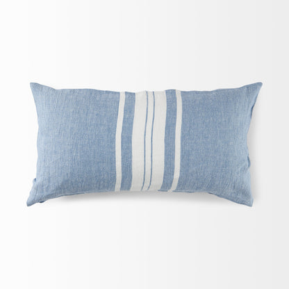 Blue And Cream Middle Striped Lumbar Pillow Cover