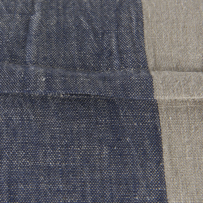 Denim Blue And Canvas Tassle Square Accent Pillow Cover