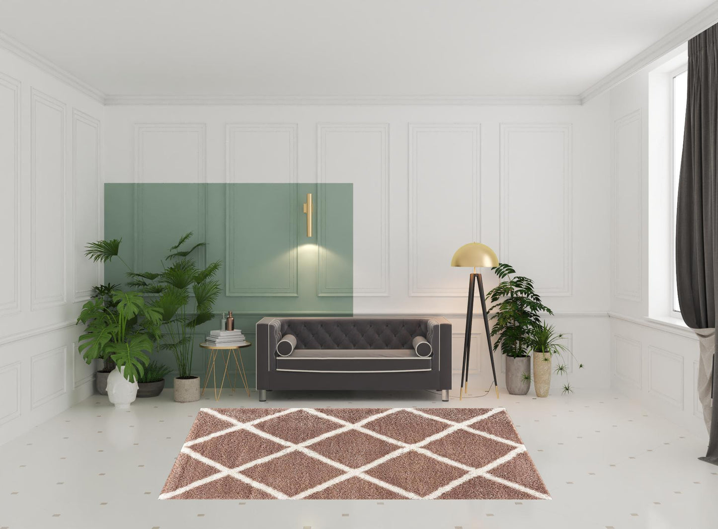 4' X 6' Beige Geometric Area Rug