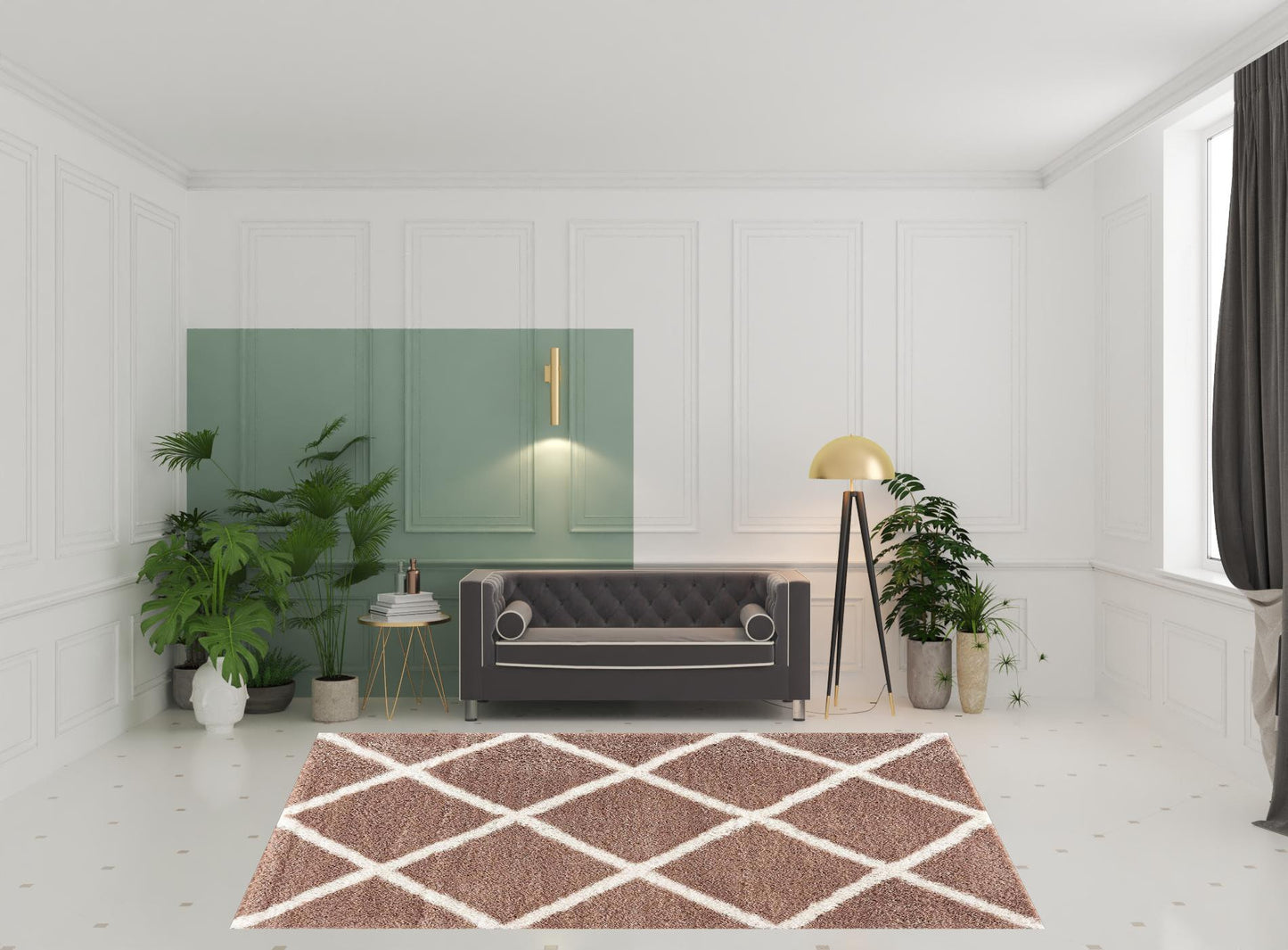 4' X 6' Beige Geometric Area Rug