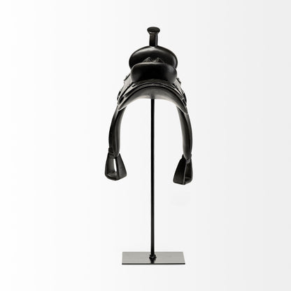 Black Western Horse Saddle Sculpture