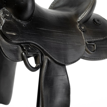 Black Western Horse Saddle Sculpture