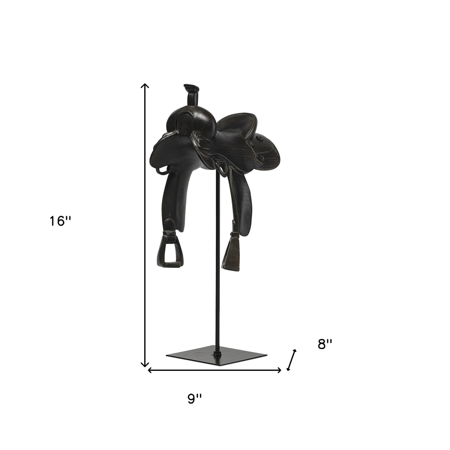 Black Western Horse Saddle Sculpture
