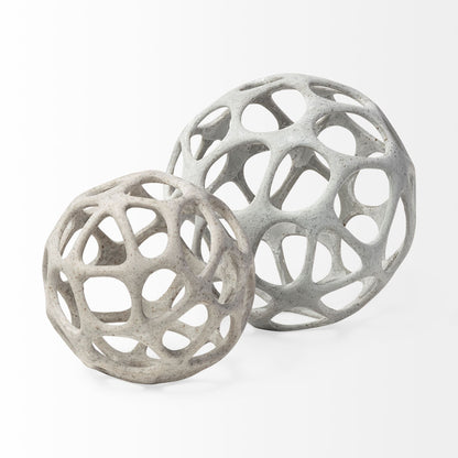 Light Gray Metal Hollow Orb Sculpture