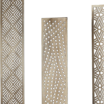 Set Of Three Gold Patterened Decor Pieces