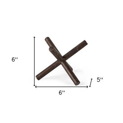 6" Small Rustic Metal X Decorative Sculpture