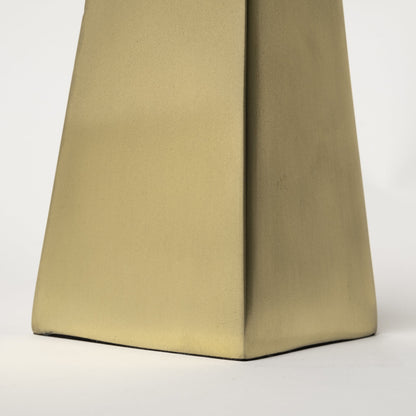 Set Of Two Gold Metal Elongated Pyramid Decor Pieces