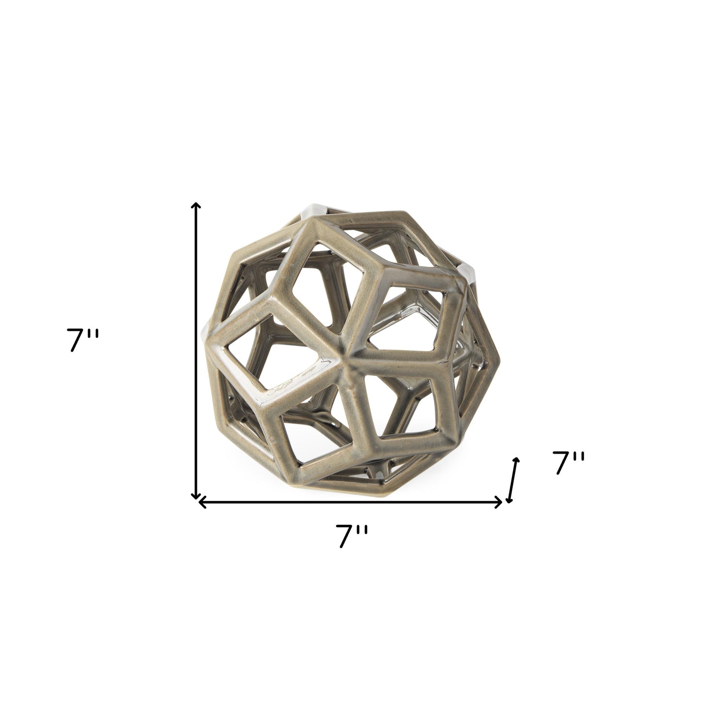 Khaki Crackle Glaze Ceramic Geometric Sculpture