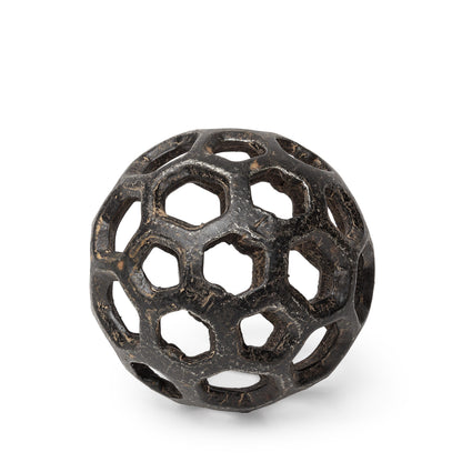 Petite Black Metal Hollow Orb Sculpture