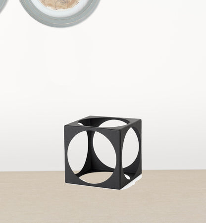 Petite Matte Black Metal Square Sculpture