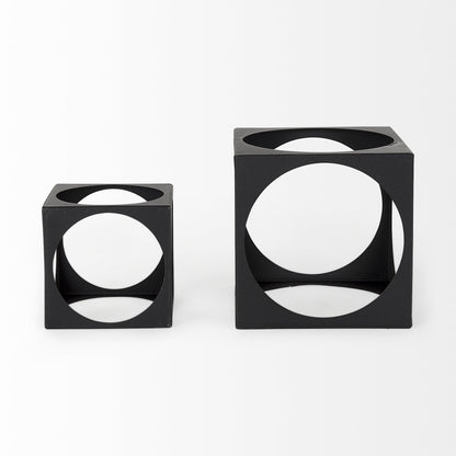 Petite Matte Black Metal Square Sculpture