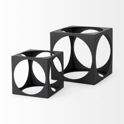 Petite Matte Black Metal Square Sculpture