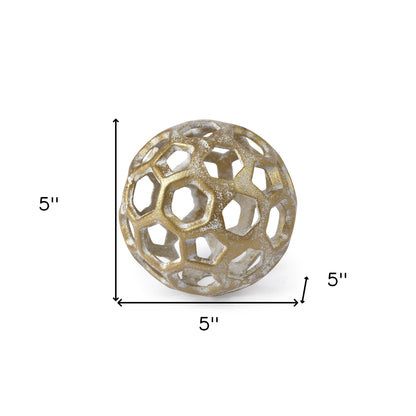 Gold Metal Hollow Orb Sculpture