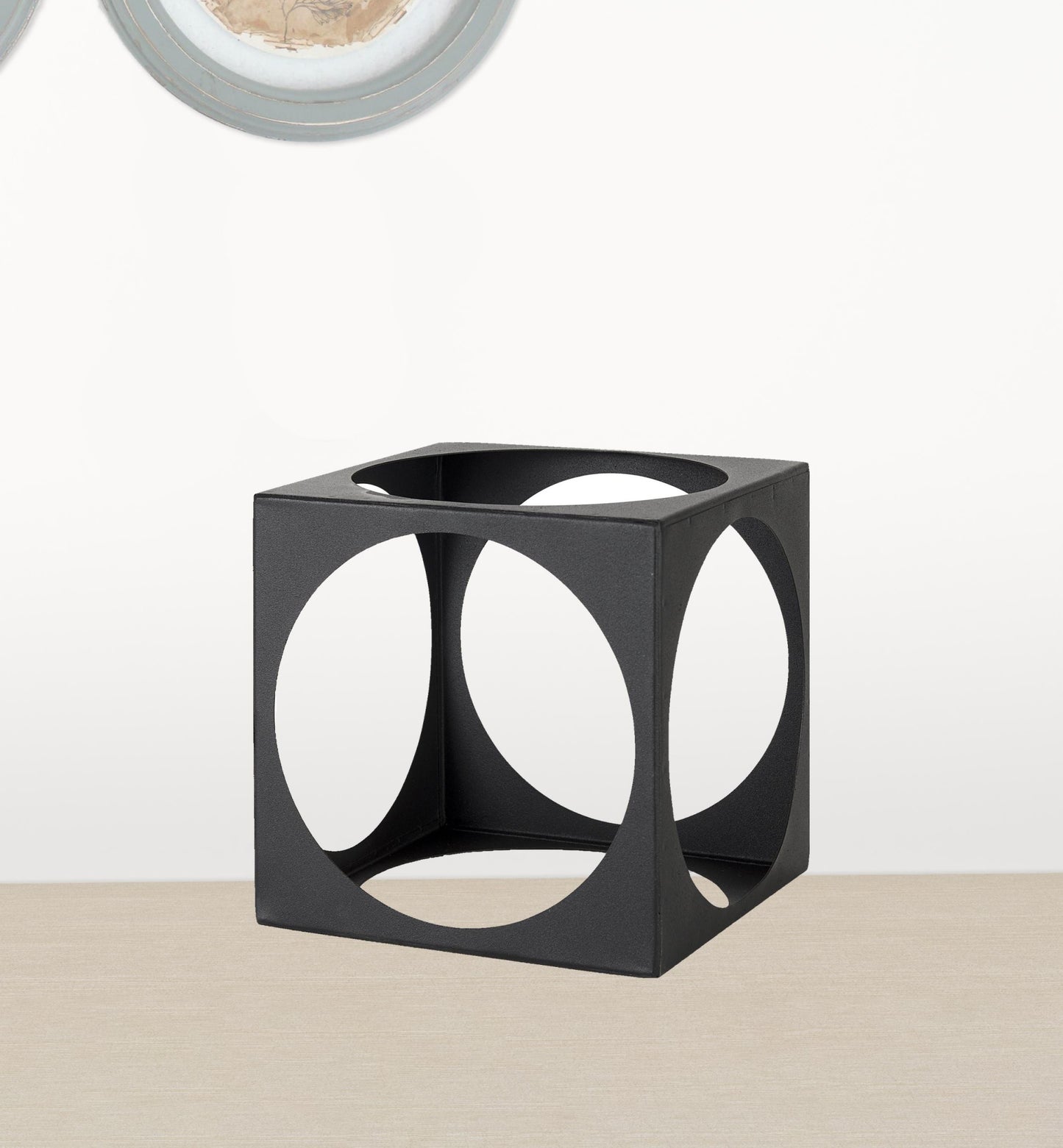 Matte Black Metal Square Sculpture