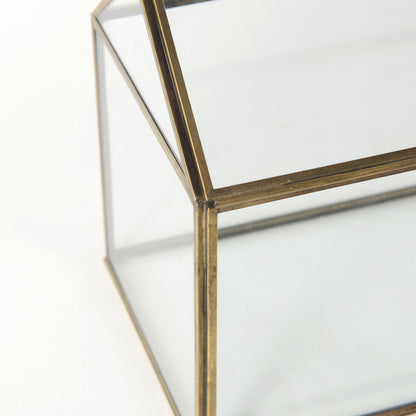 Modern Rustic Gold Metal And Glass Terrarium