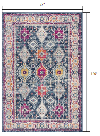 2? X 6? Navy Oriental Area Rug