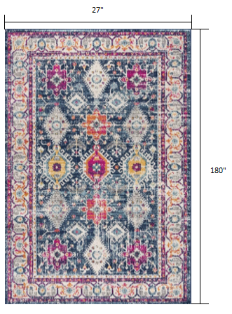 2? X 6? Navy Oriental Area Rug