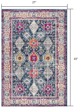 2? X 6? Navy Oriental Area Rug