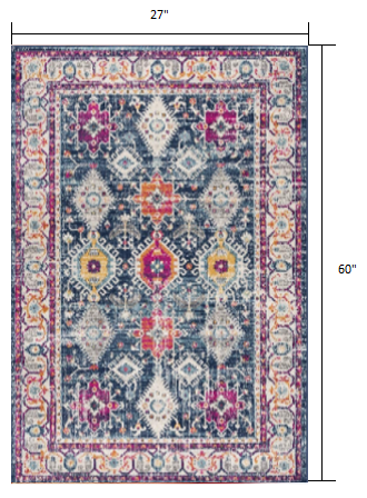 2? X 6? Navy Oriental Area Rug