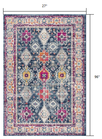 2? X 6? Navy Oriental Area Rug