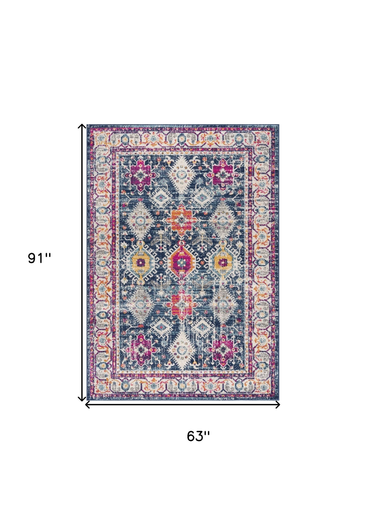 2? X 6? Navy Oriental Area Rug