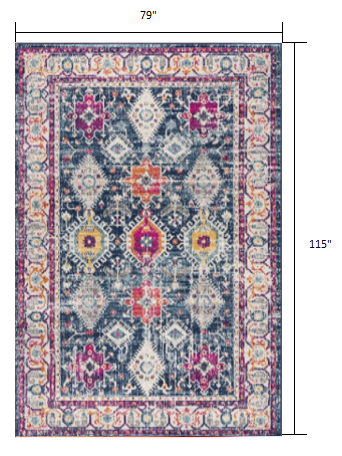 2? X 6? Navy Oriental Area Rug