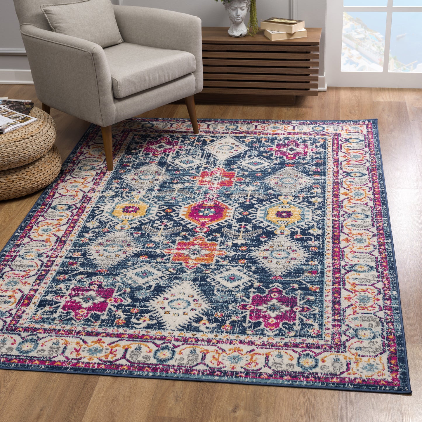2? X 6? Navy Oriental Area Rug