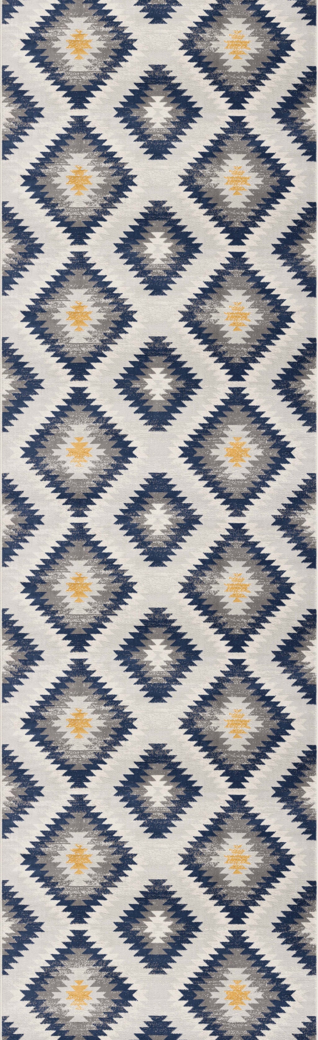 5' X 7' Blue Ikat Kilim Area Rug