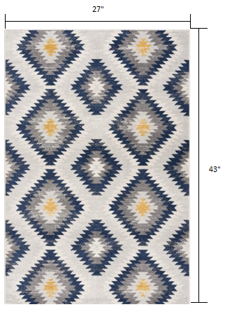 5' X 7' Blue Ikat Kilim Area Rug