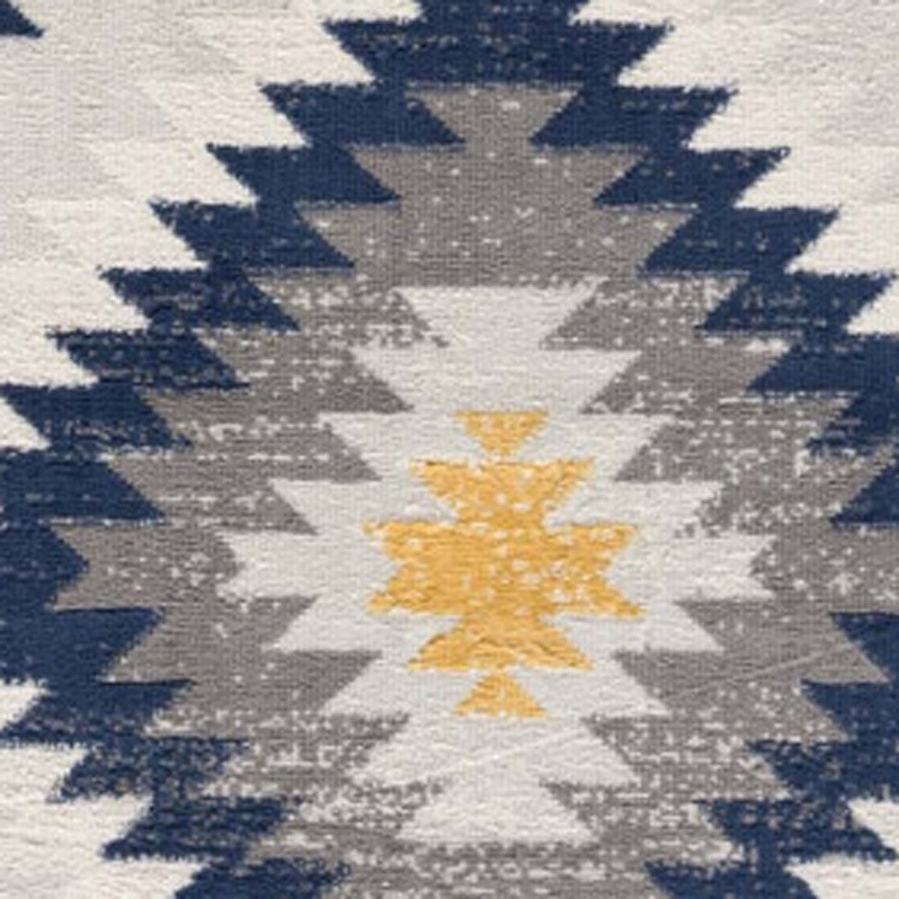 5' X 7' Blue Ikat Kilim Area Rug