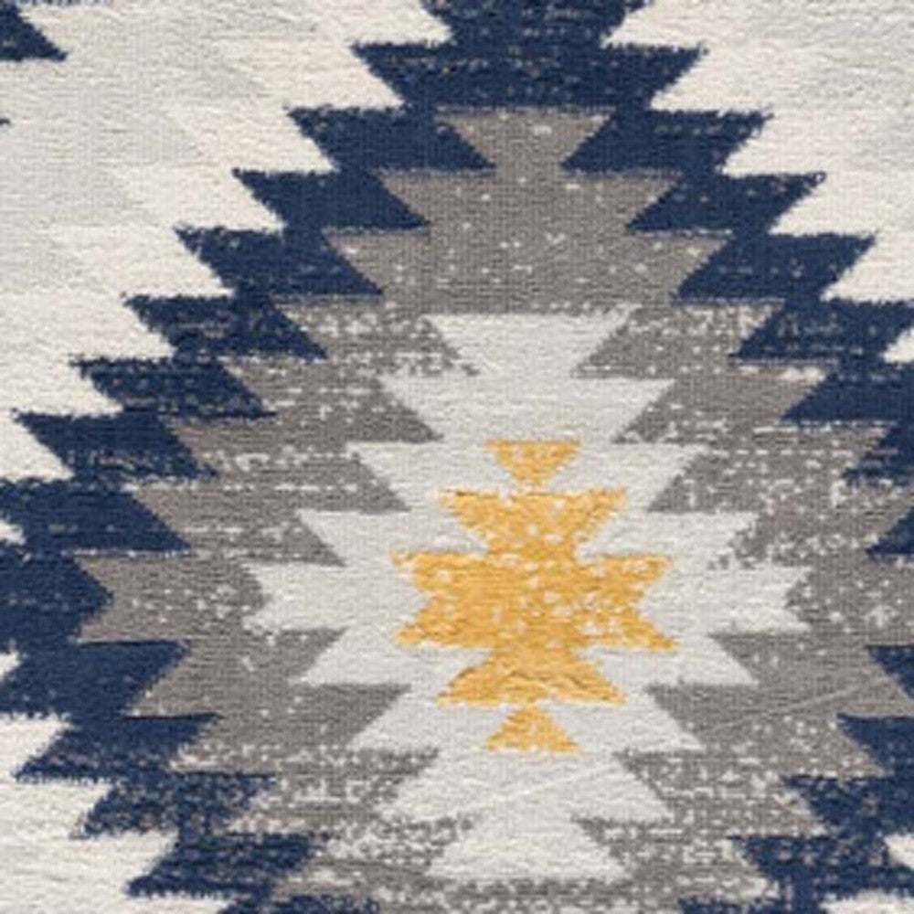 5' X 7' Blue Ikat Kilim Area Rug