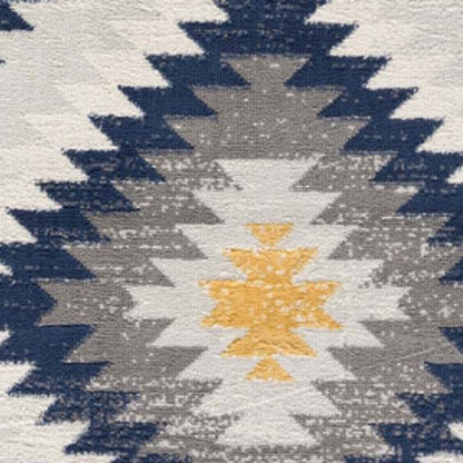 5' X 7' Blue Ikat Kilim Area Rug