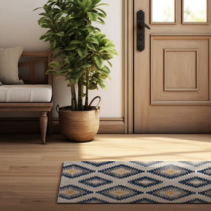5' X 7' Blue Ikat Kilim Area Rug