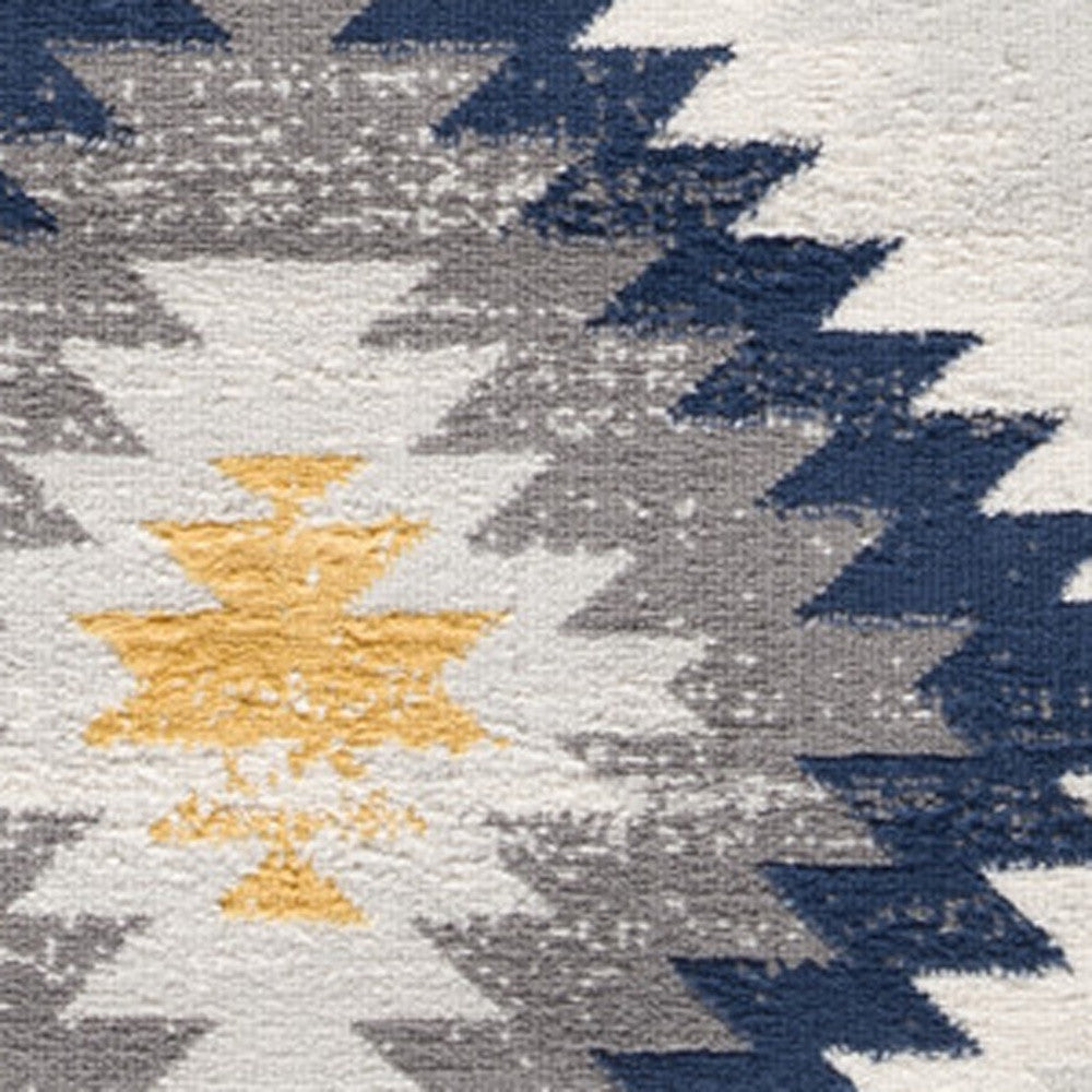 5' X 7' Blue Ikat Kilim Area Rug