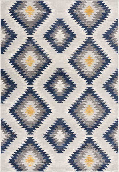 5' X 7' Blue Ikat Kilim Area Rug