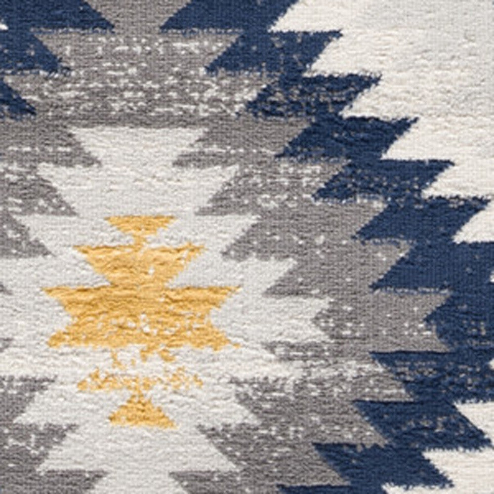 5' X 7' Blue Ikat Kilim Area Rug