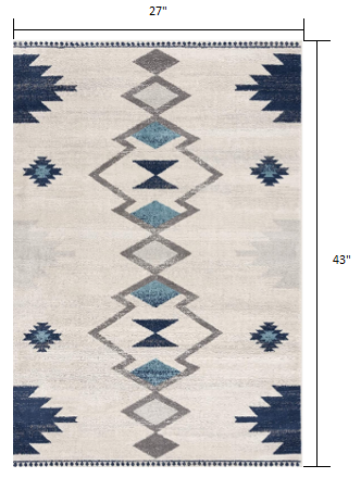 5' X 7' Cream Southwestern Dhurrie Area Rug