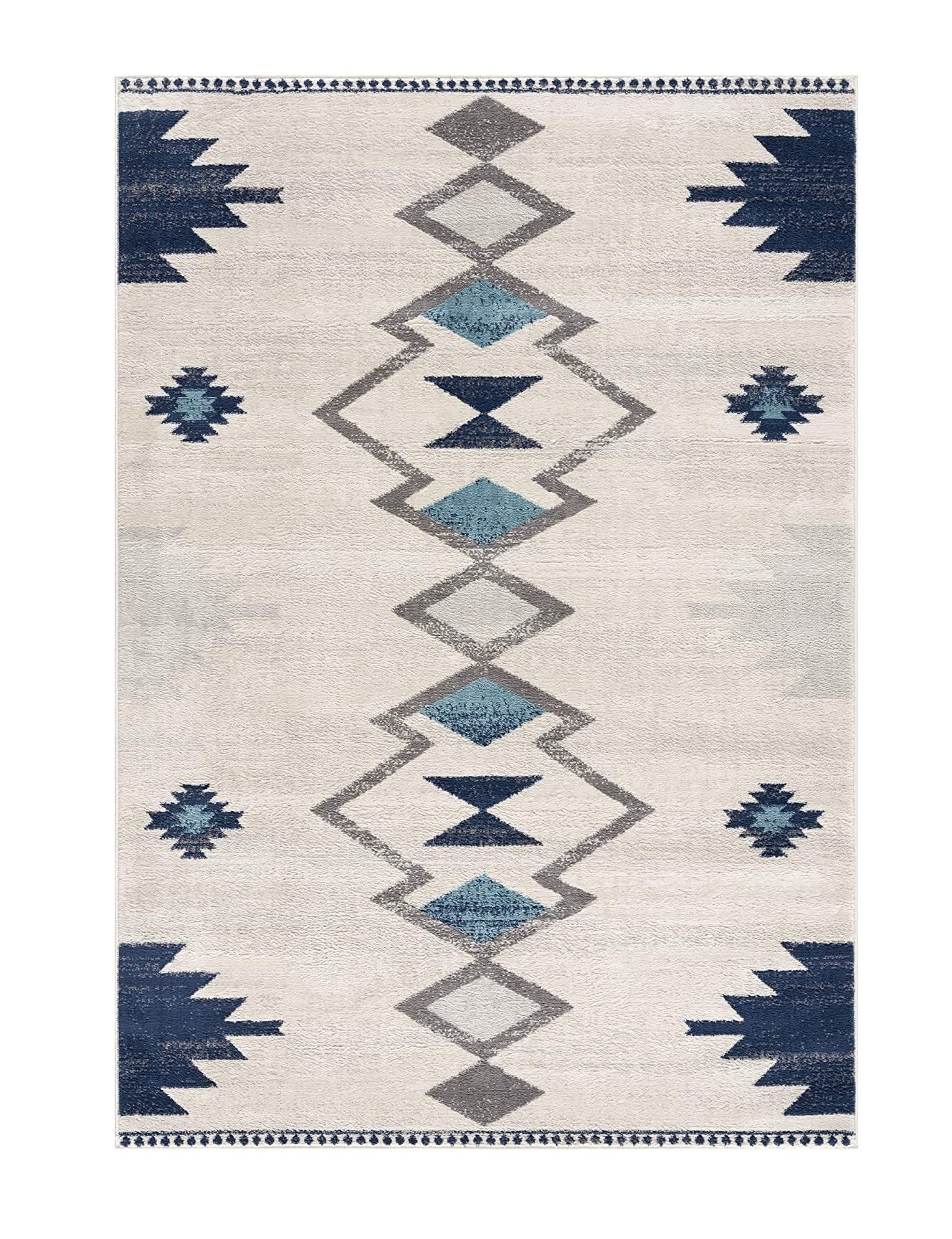 5' X 7' Cream Southwestern Dhurrie Area Rug