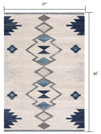 5' X 7' Cream Southwestern Dhurrie Area Rug