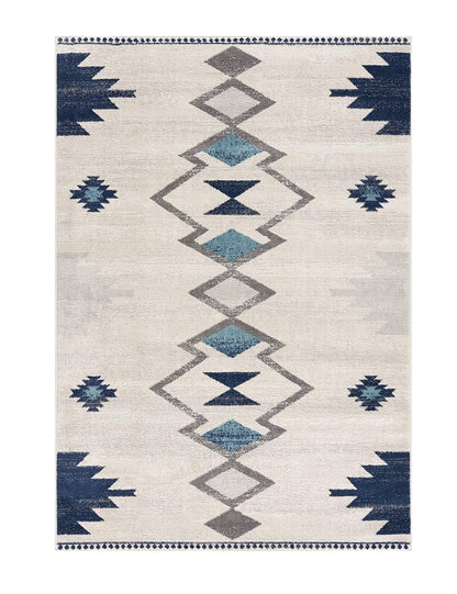 5' X 7' Cream Southwestern Dhurrie Area Rug