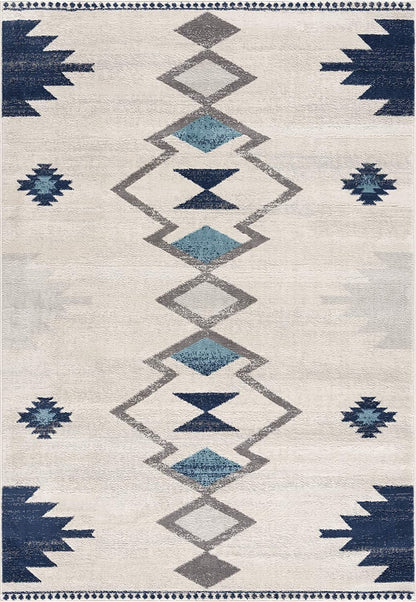 5' X 7' Cream Southwestern Dhurrie Area Rug