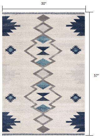 5' X 7' Cream Southwestern Dhurrie Area Rug