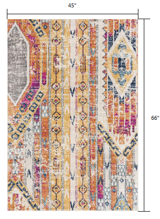 8' Orange And Ivory Southwestern Dhurrie Runner Rug