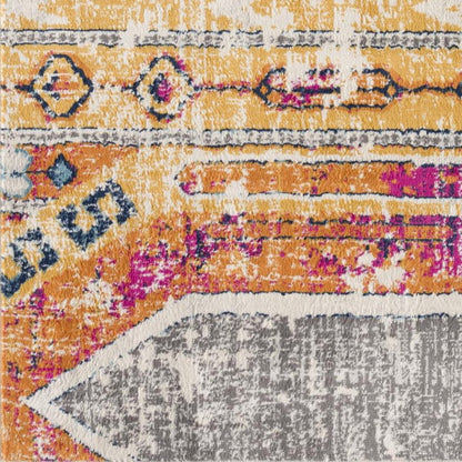 8' Orange And Ivory Southwestern Dhurrie Runner Rug