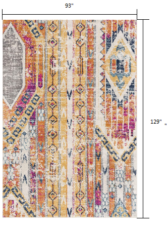 8' Orange And Ivory Southwestern Dhurrie Runner Rug
