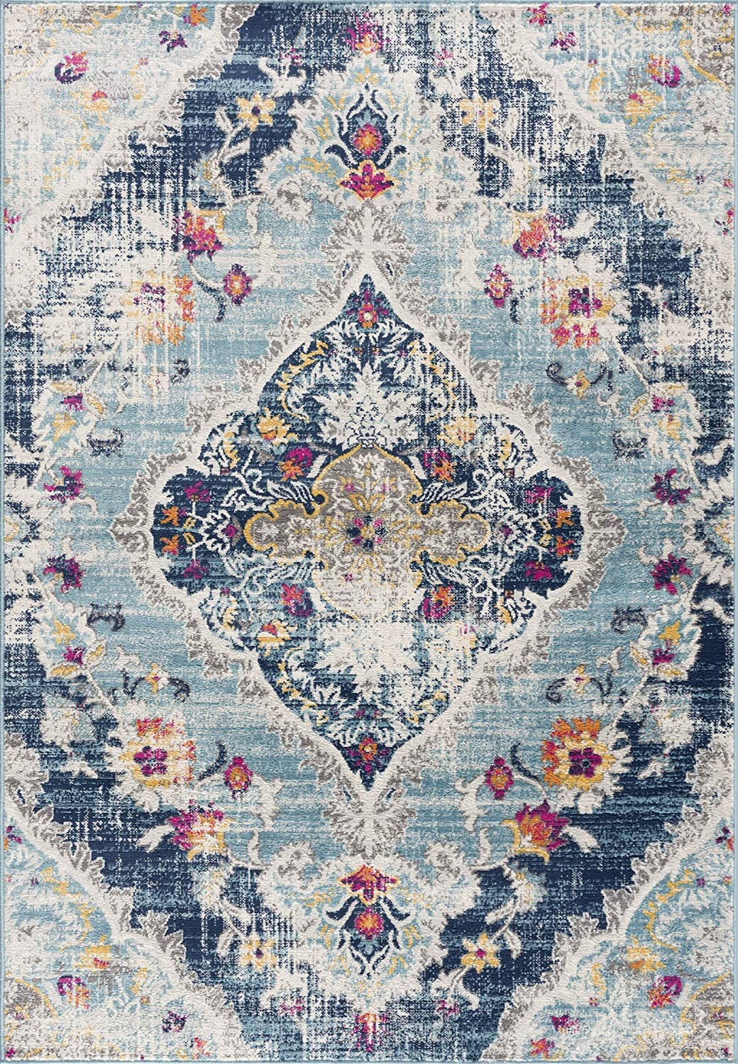 2' X 4' Blue Oriental Dhurrie Area Rug