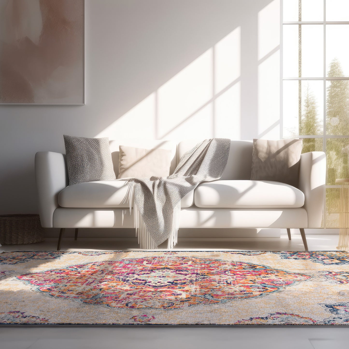 5' X 7' Cream Oriental Dhurrie Area Rug