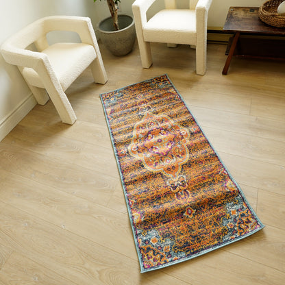 4’ X 6’ Rustic Orange Medallion Area Rug