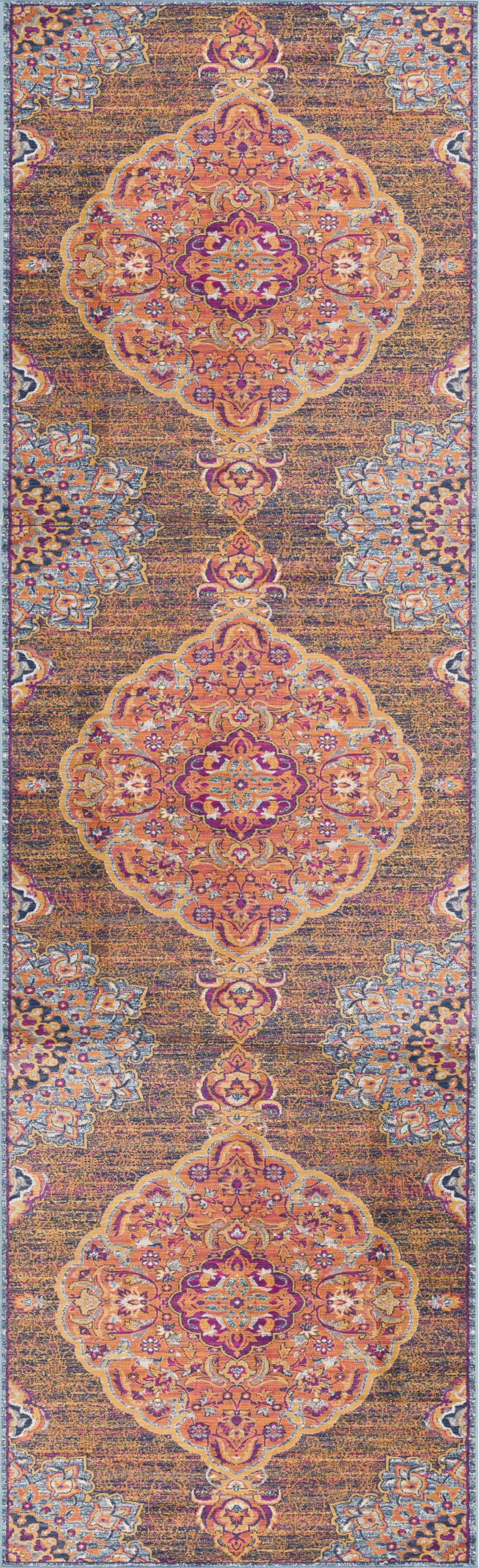 4’ X 6’ Rustic Orange Medallion Area Rug