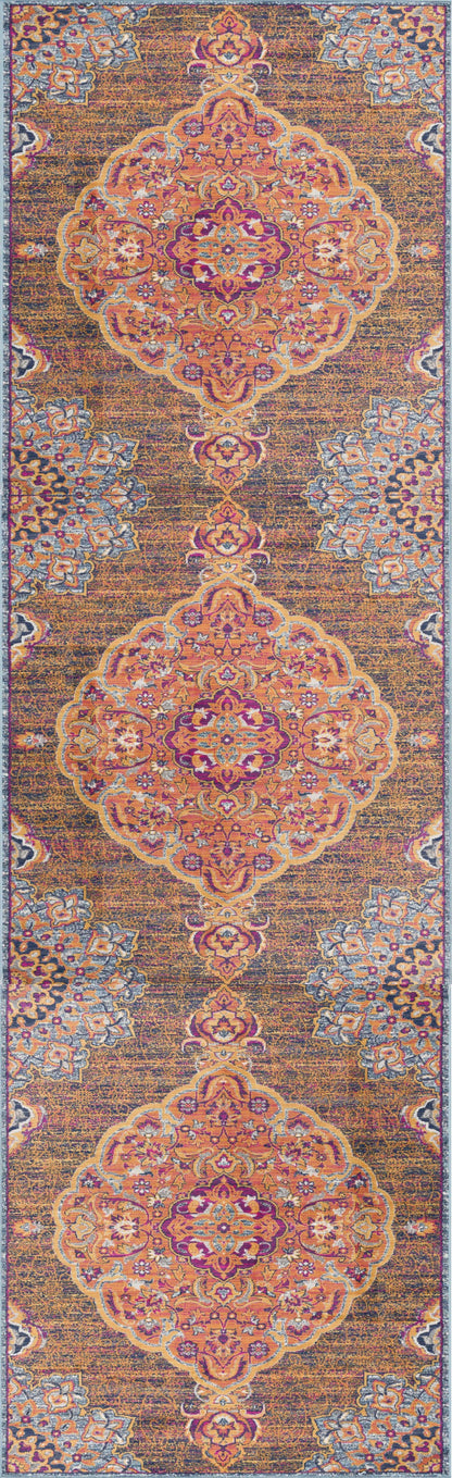 4’ X 6’ Rustic Orange Medallion Area Rug